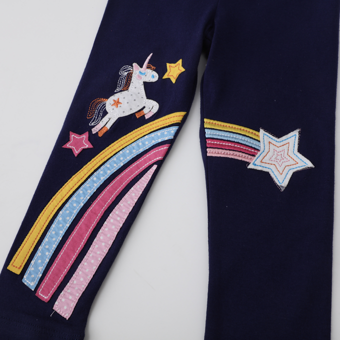 love, charlotte - 獨角獸彩虹貼布繡緊身褲