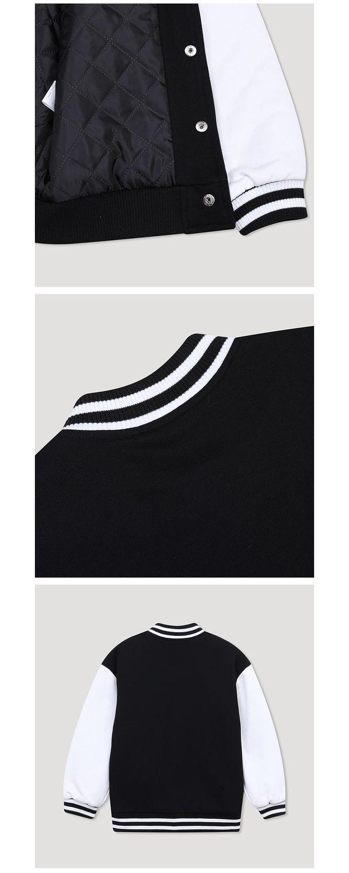 韓國 INDIVIDUEL - 品牌徽章排釦棒球外套-黑