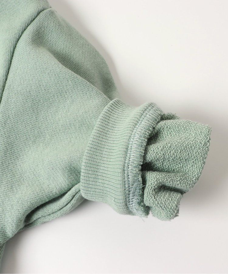 日本 BREEZE - V領蕾絲摺邊長袖上衣-薄荷