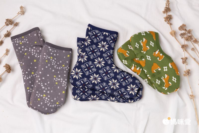 日本丸和 - 雙層機能裏起毛防滑室內襪-素色-黑 (21-25cm)-短筒