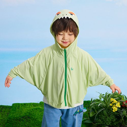 立體造型涼感連帽防曬外套/空調外套-小怪獸-淺綠色