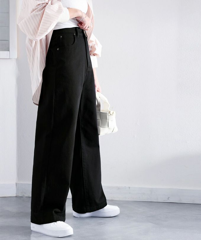 日本 Classical Elf - 熱銷必收！純棉厚磅顯瘦美腳寬褲-海軍藍