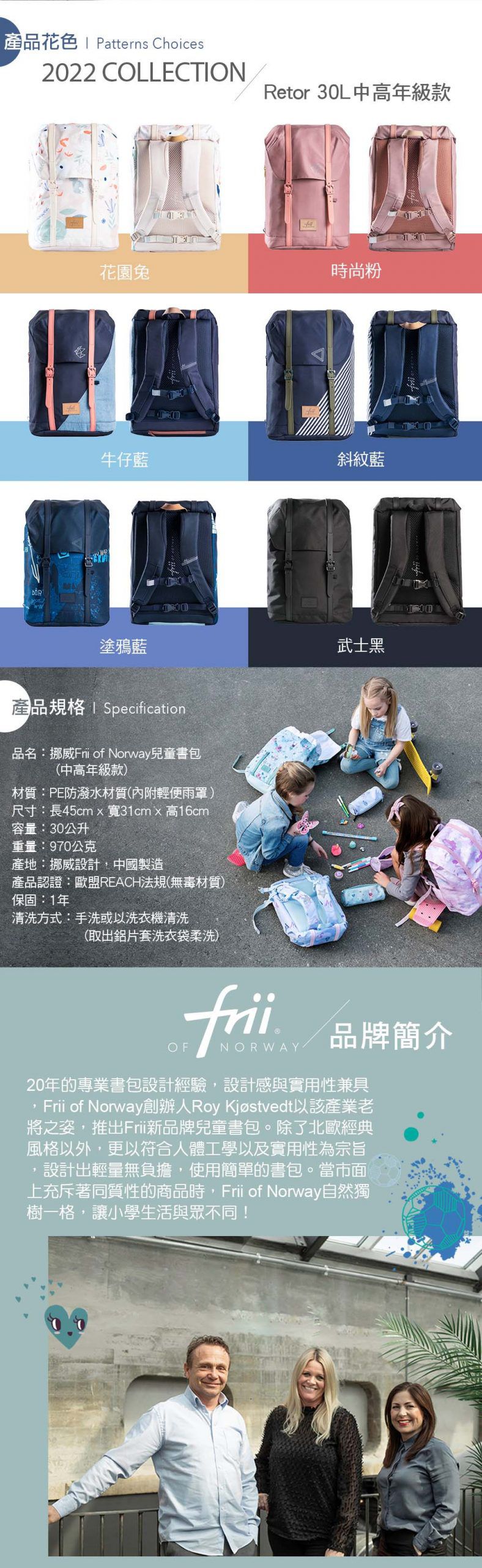 挪威Frii - Retro書包30L-牛仔藍'22