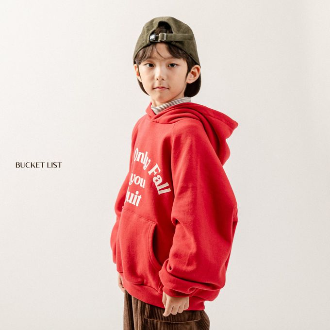 韓國 BUCKET LIST - (內磨毛)個性文字寬鬆連帽T-藍