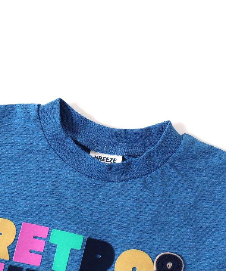 日本 BREEZE - 彩色標語短袖上衣-寶石藍