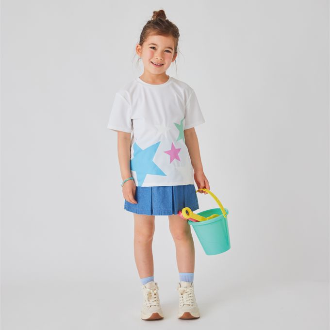 日本 evercloset - 速乾抗UV 神奇變色星星T恤-粉紅