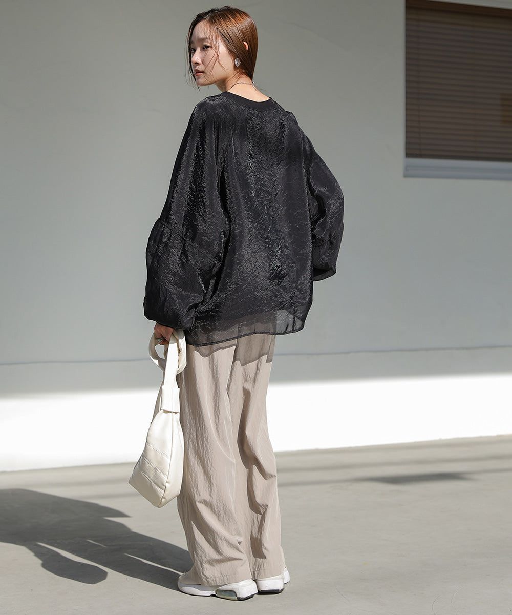 日本 Bab - [推薦]薄紗層次精緻女孩長袖上衣-淺卡其