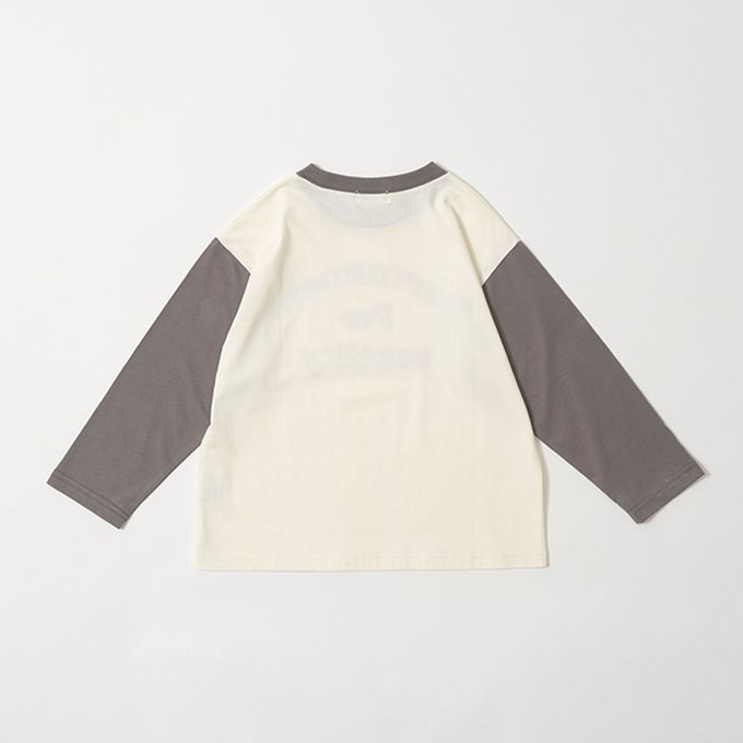 日本 b-ROOM - 100%棉 簡約logo撞色長袖上衣-深藍