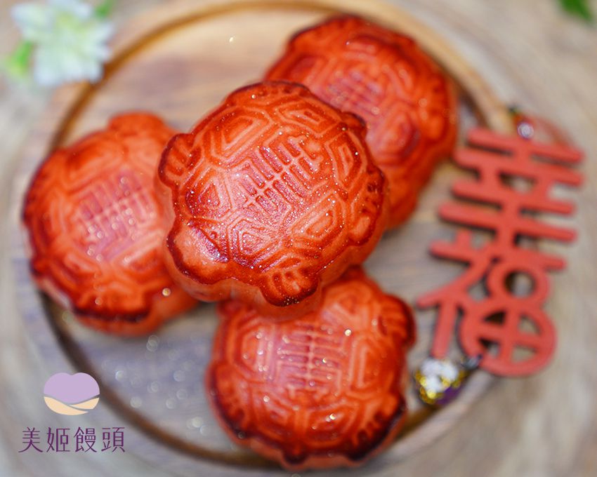美姬饅頭 - 紅龜粿鮮乳造型紅豆包-6入-45g/顆
