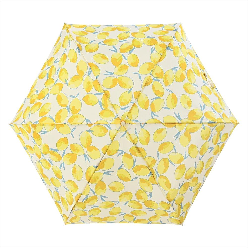 日本 nifty colors - 抗UV輕量 晴雨兩用折疊傘-酸甜檸檬-米白 (直徑98cm/197g)