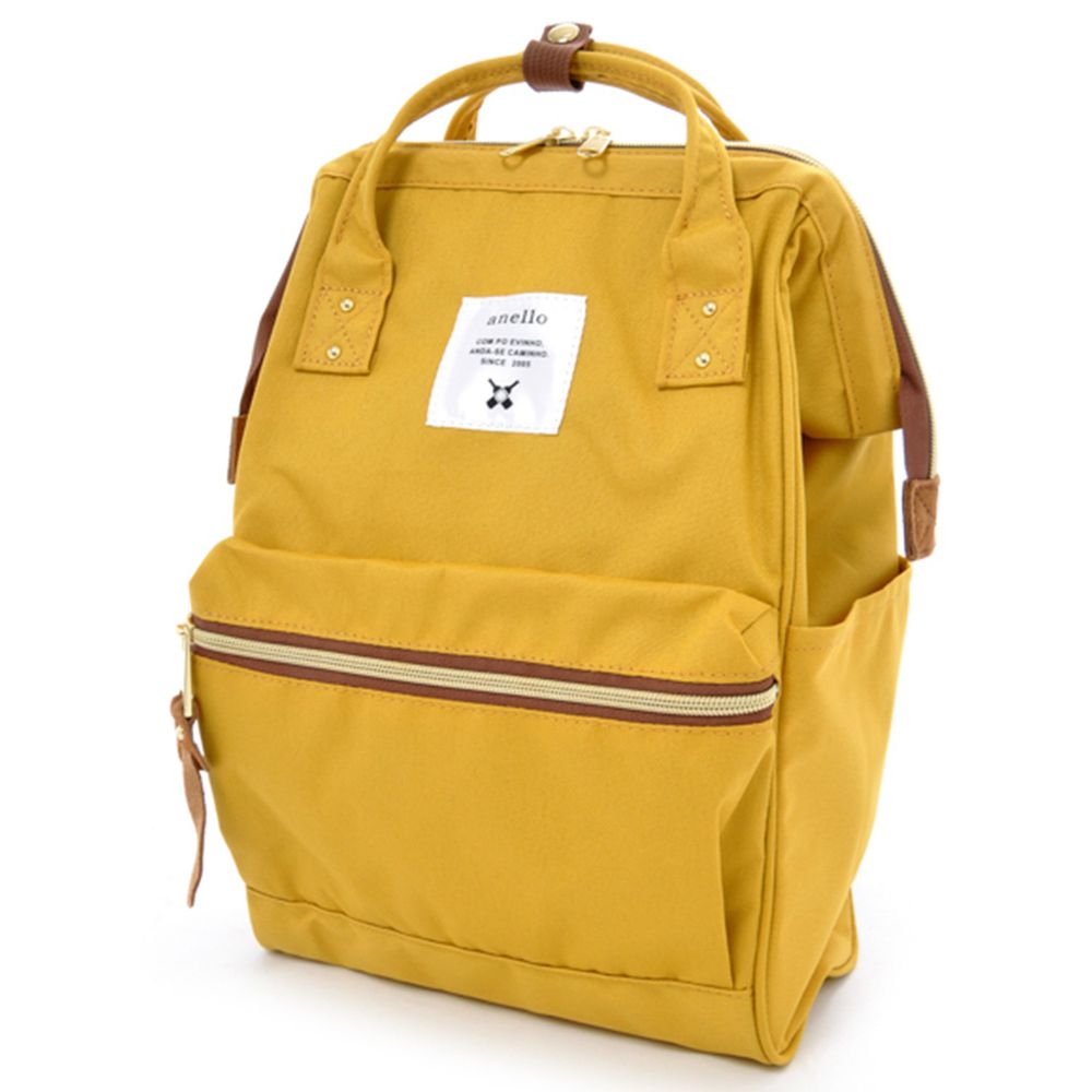 日本 Anello - 日本大開口牛津布後背包-Regular大尺寸-YE黃色