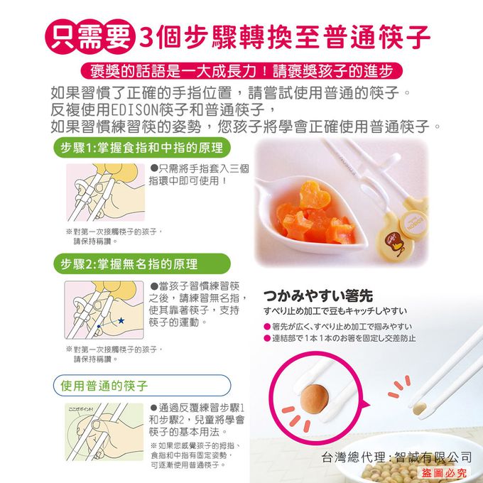 日本 EDISON mama - 學習筷-右手-乳牛藍 (適2歲~入園前)