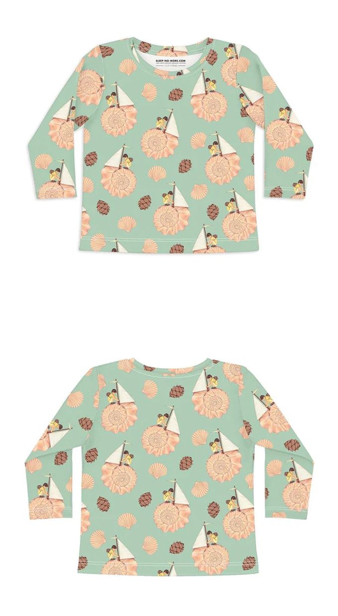 英國 SLEEP NO MORE - 100% 有機棉兒童圓領長袖上衣-貝殼帆船 (2-4 Y)