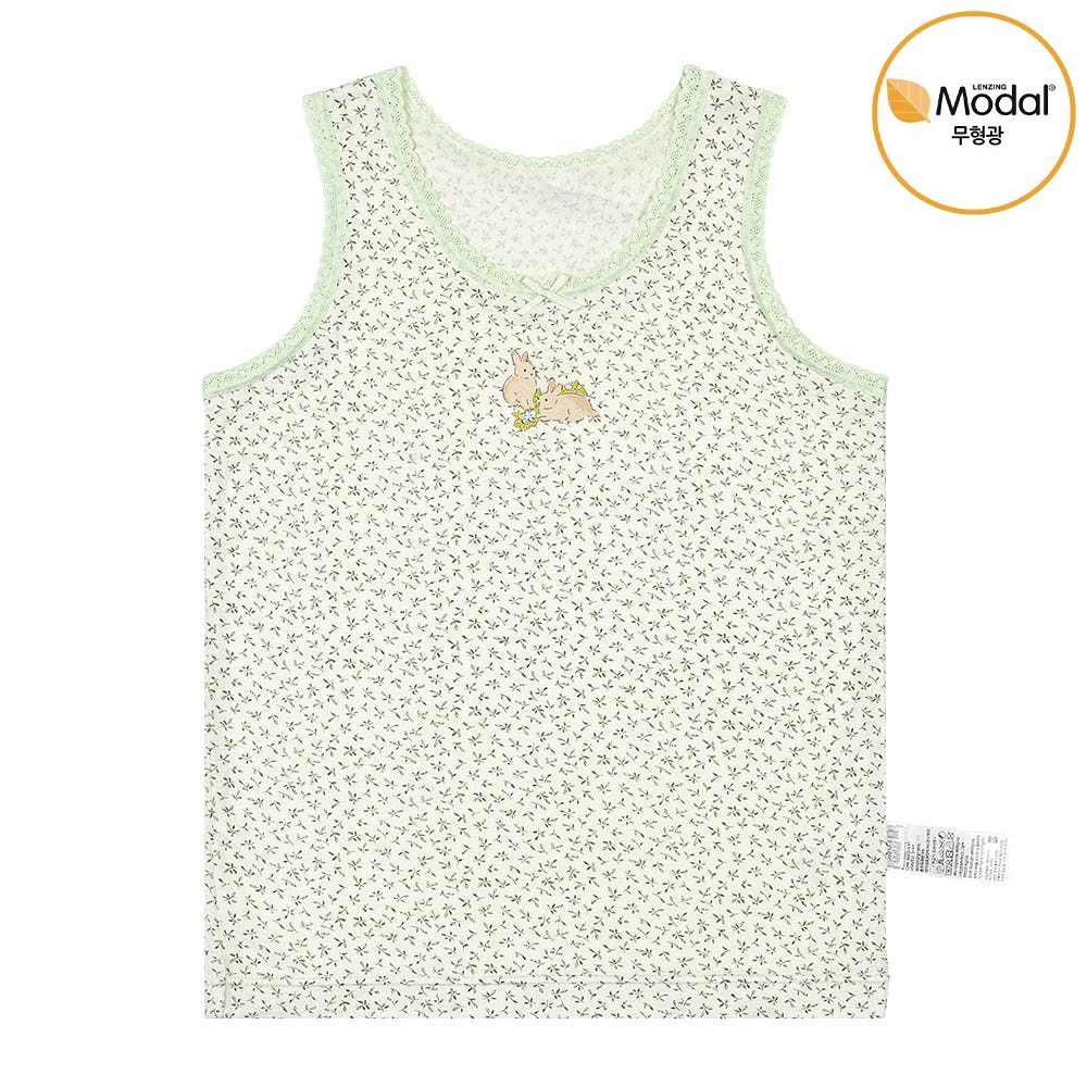 莫代爾親膚絲滑背心內衣(女寶)-寧靜花園兔兔-米X綠