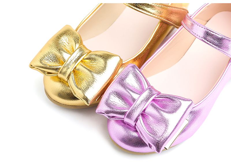 韓國 OZKIZ - 大蝴蝶結亮色皮鞋-金