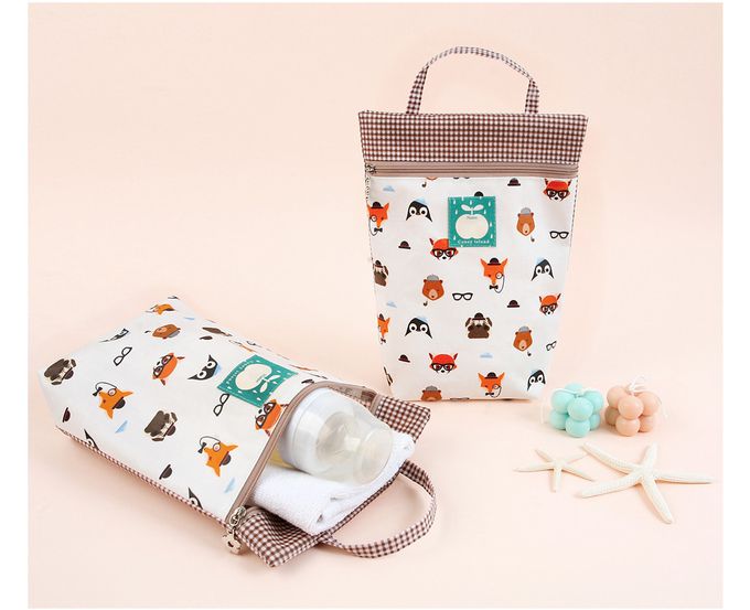 韓國 Coney Island - 多用途手提防水寬底收納袋-紳士眼鏡動物 (20.5X25X7cm)