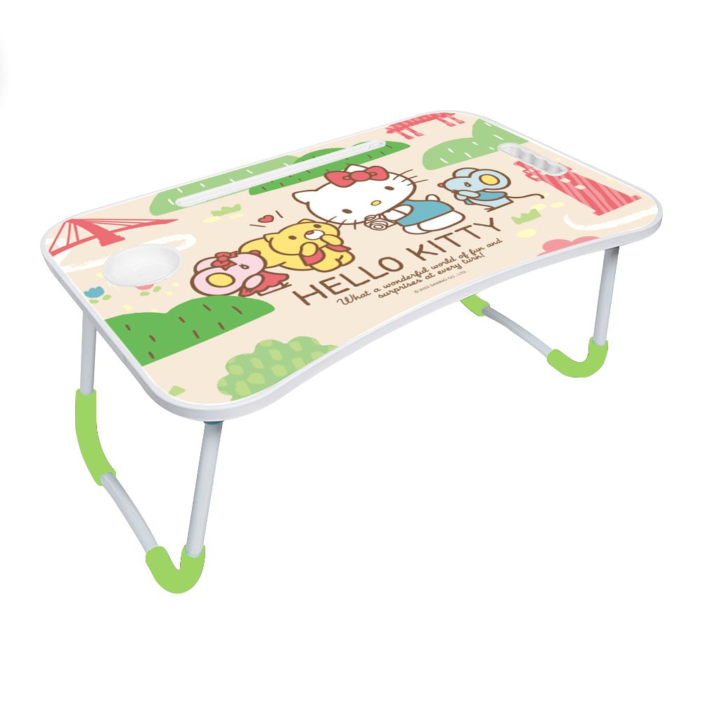 收納王妃 - 三麗鷗Sanrio【遊玩KITTY】摺疊床上桌 懶人桌 小桌子 附杯架 摺疊桌