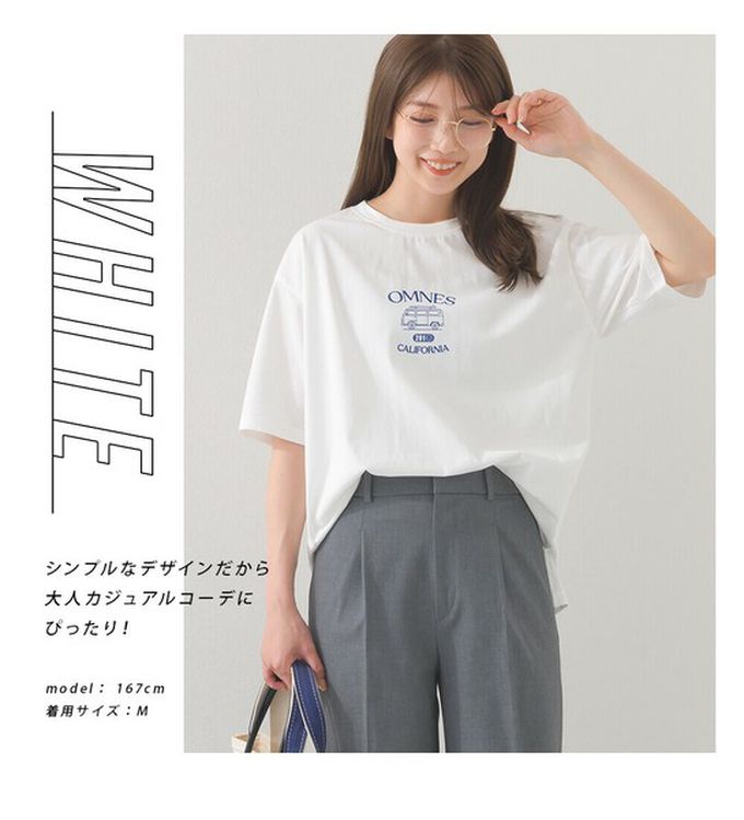 日本 OMNES - 純棉印花休閒短袖上衣-加州露營車-深藍
