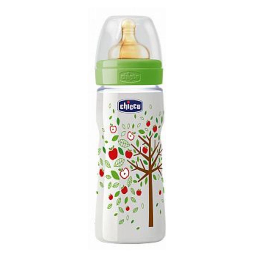 義大利 chicco - 舒適哺乳-自然田園乳膠PP奶瓶-特大(4m+) (330ml)-三孔