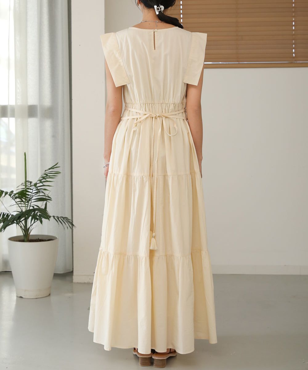 日本 Bab - 浪漫時光層次設計無袖洋裝-黑