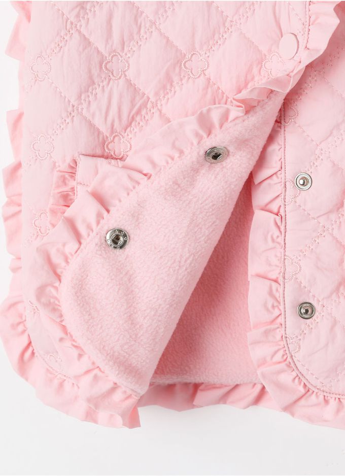 韓國 OZKIZ - 繡花紋路搖粒絨背心-粉