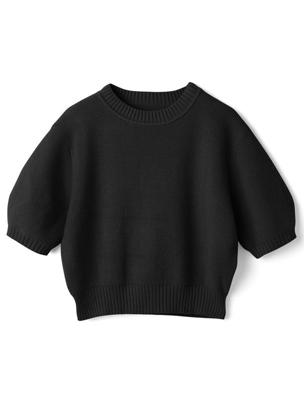 日本 GRL - 百搭短版五分袖針織上衣-灰粉