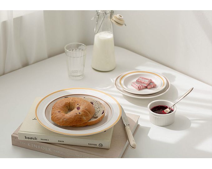 韓國 SSUEIM - RETRO系列極簡ins陶瓷淺盤2件組17cm (橘色)