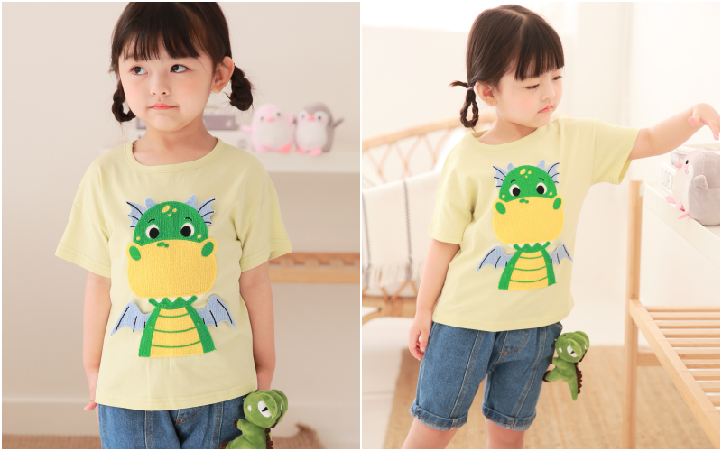 韓國 Coco rabbit - 立體小飛龍T-粉紅