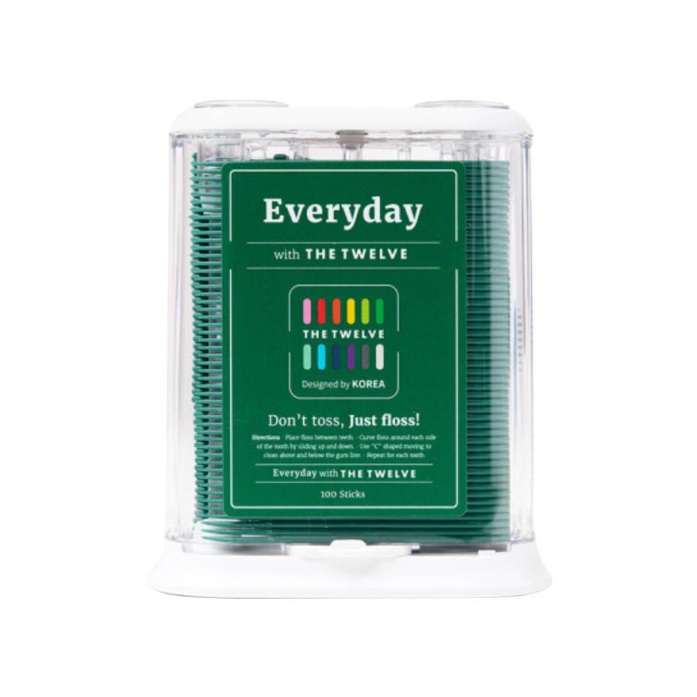 Everyday衛生包裝按壓式牙線棒盒-綠-1盒(100入)