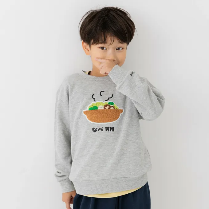 日本 Chil2 - 食物立體刺繡長袖上衣-蛋包飯-蕃茄紅