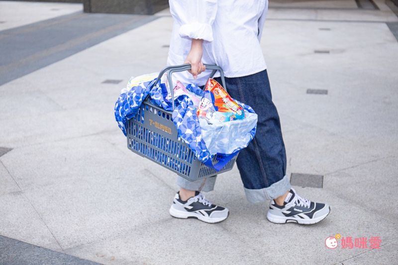 日本 MARNA - Shupatto 秒收摺疊購物袋(可掛購物籃)-五週年限定升級款-漣漪波點 (L(50x38cm))-耐重15kg / 40L