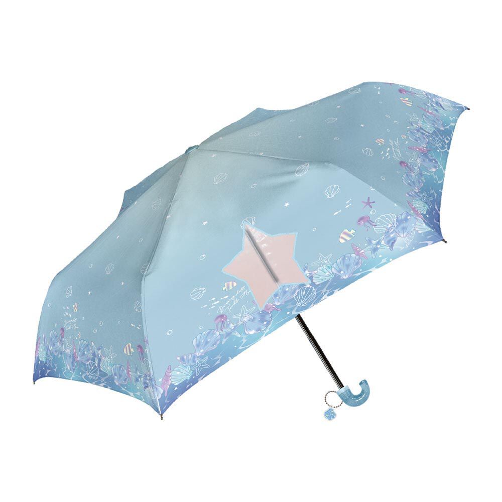日本中谷 - 輕量透明窗兒童雨傘/折疊傘-夢幻海洋-水藍 (50cm(身高115-125cm))