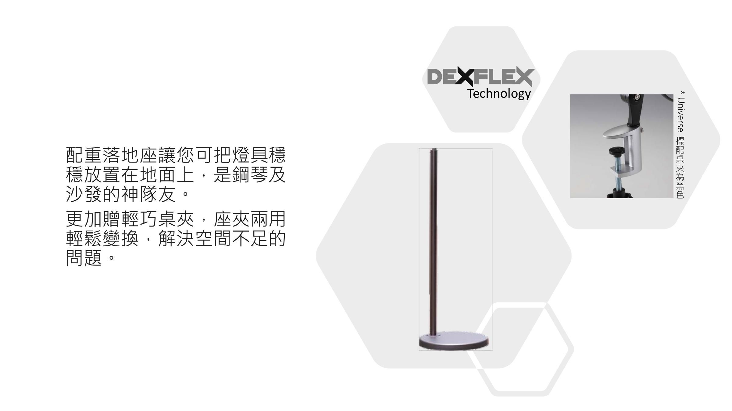 DEXLIGHT 德克斯檯燈 - Universe環宇 LED單臂立燈-座夾兩用-深灰色
