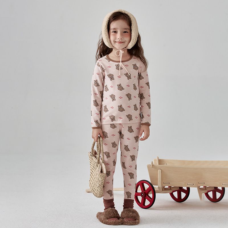 (無螢光劑)厚磅圓領長袖家居服套裝-滿滿葉片-深紫色