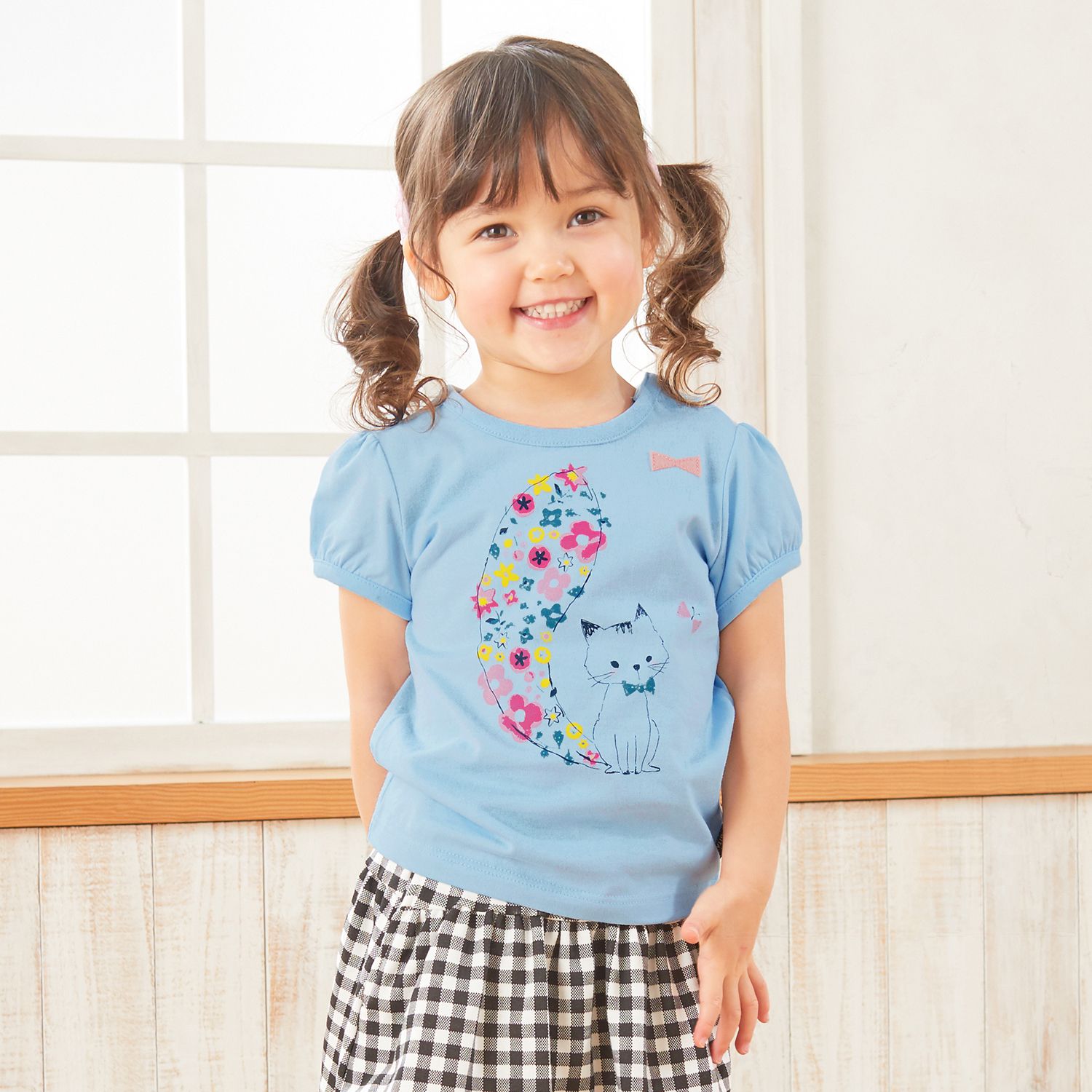 日本千趣會 - GITA 天竺棉印花短T-黑貓-黑