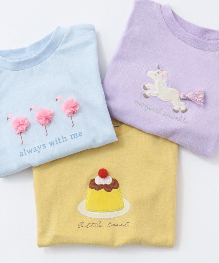 日本 apres les cours - 立體刺繡印花短袖上衣-冰棒-袖撞色