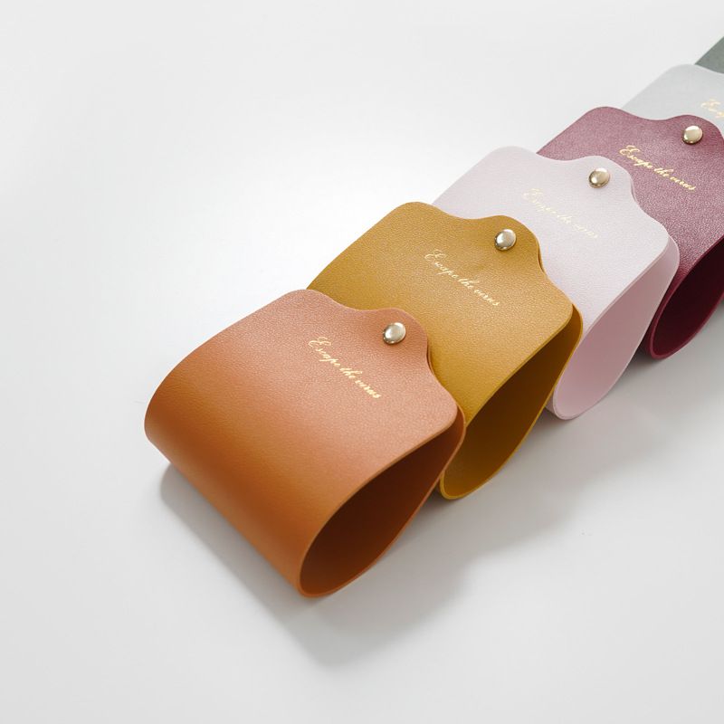 雙面皮革口罩收納夾-黃色