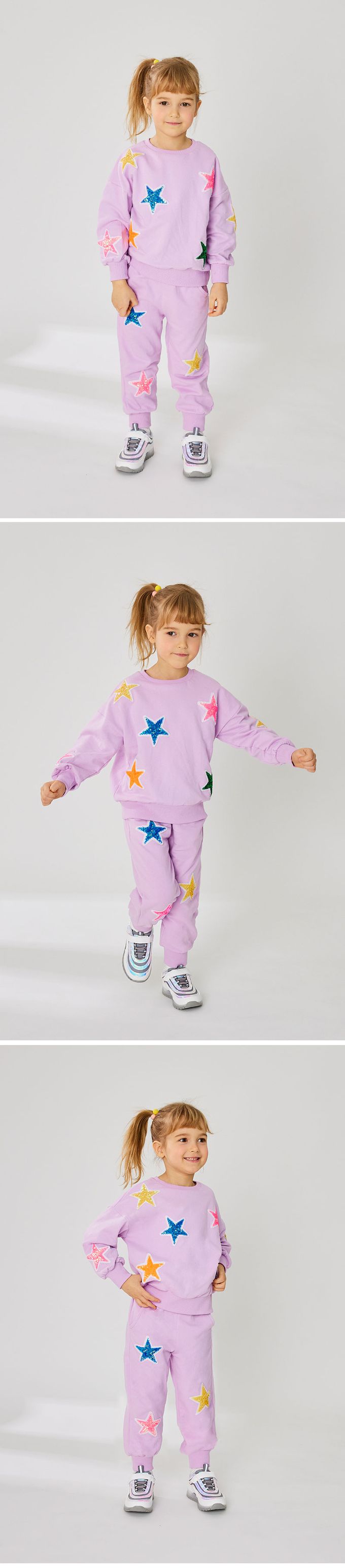 韓國 OZKIZ - 閃耀星星休閒長袖套裝-紫