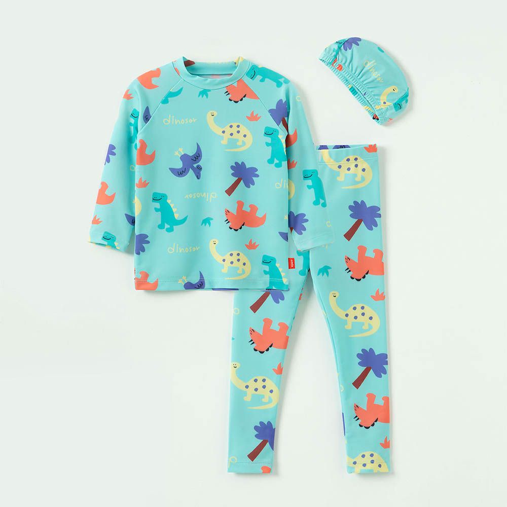 海灘恐龍兒童泳裝-三件組