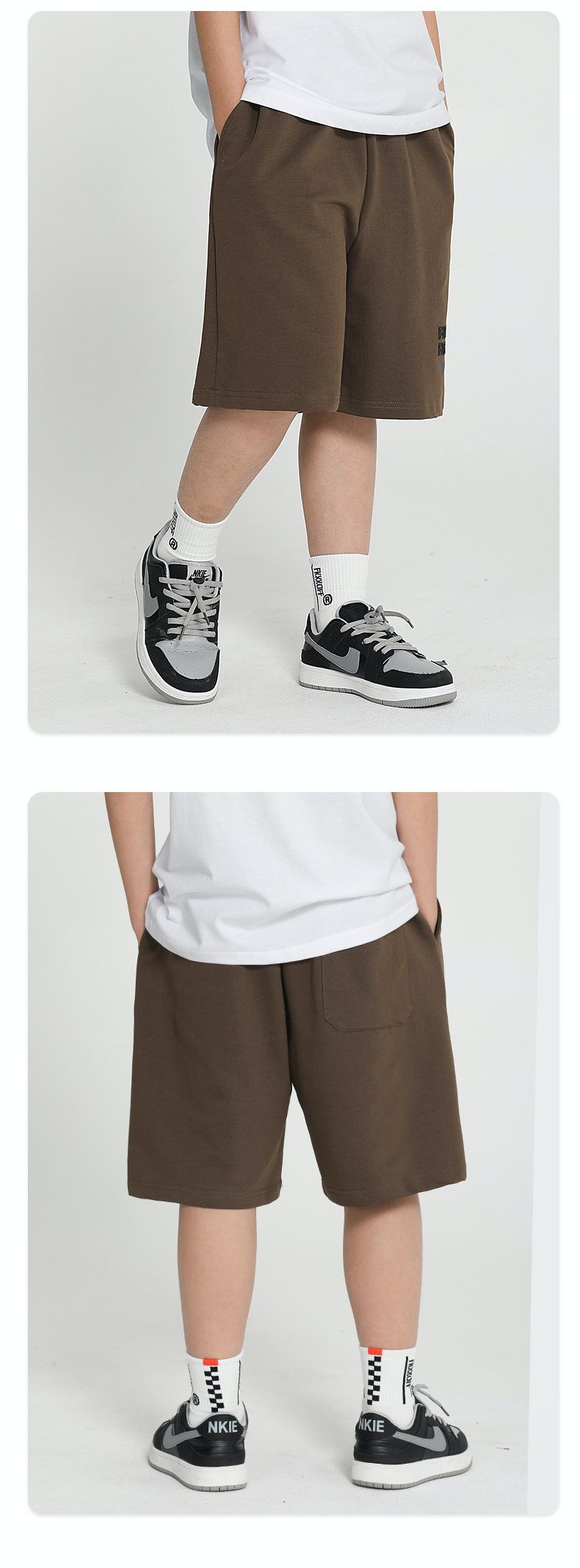 個性五分短褲-英文字母-灰色