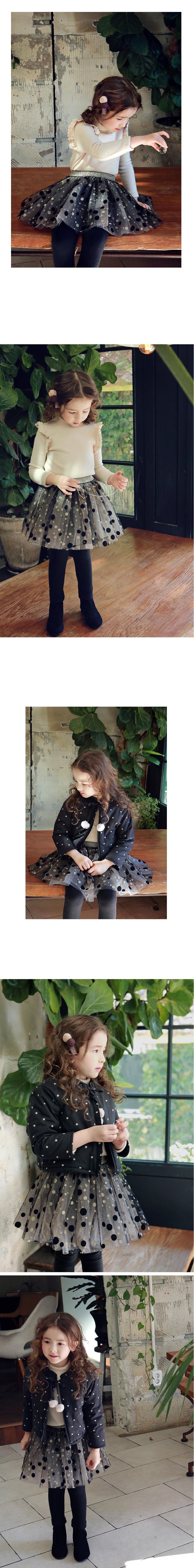 韓國 PuellaFLO - 大小波點網紗褲裙-黑