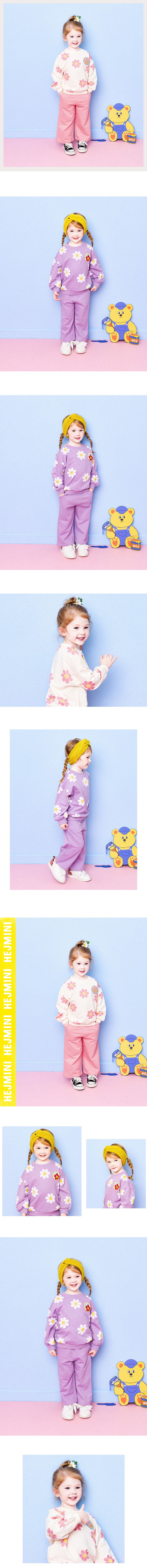 韓國 HEJMINI - 彩色花花圓領套裝-紫