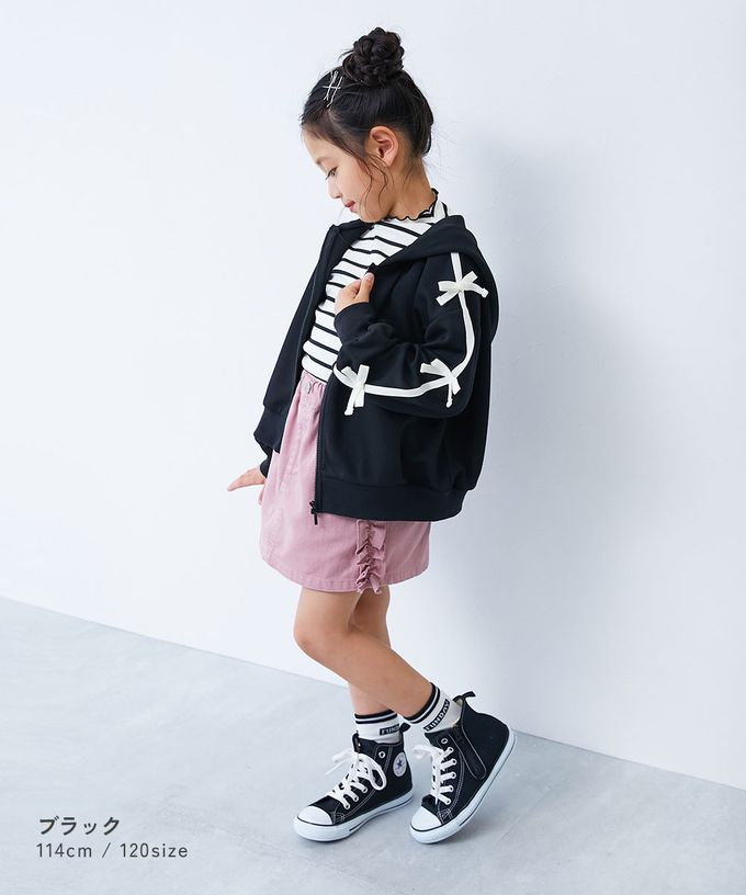 日本 devirock - 甜美蝴蝶結落肩連帽外套-粉紅