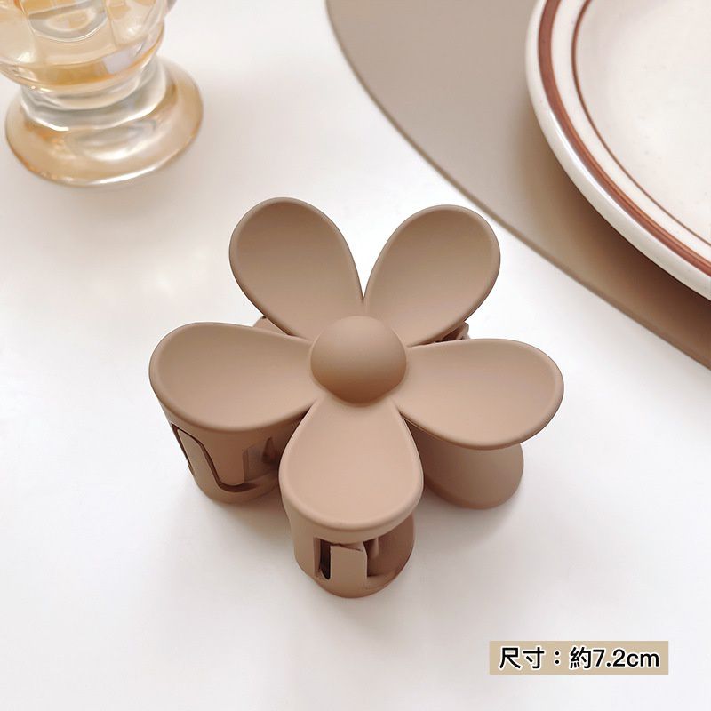 百搭奶咖啡色系抓夾-花朵-卡其色