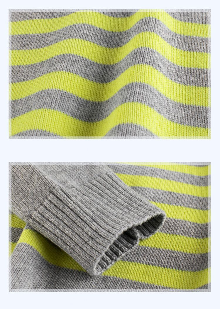 純棉針織長袖毛衣-簡約條紋