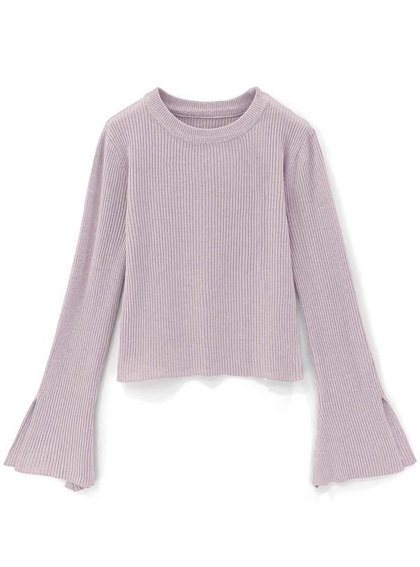 日本 GRL - 時尚開衩袖羅紋長袖上衣-天使白