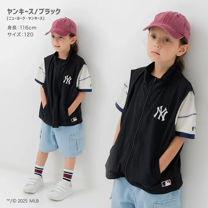日本 Chil2 - MLB聯名 刺繡輕量尼龍背心-洛杉磯道奇-黑