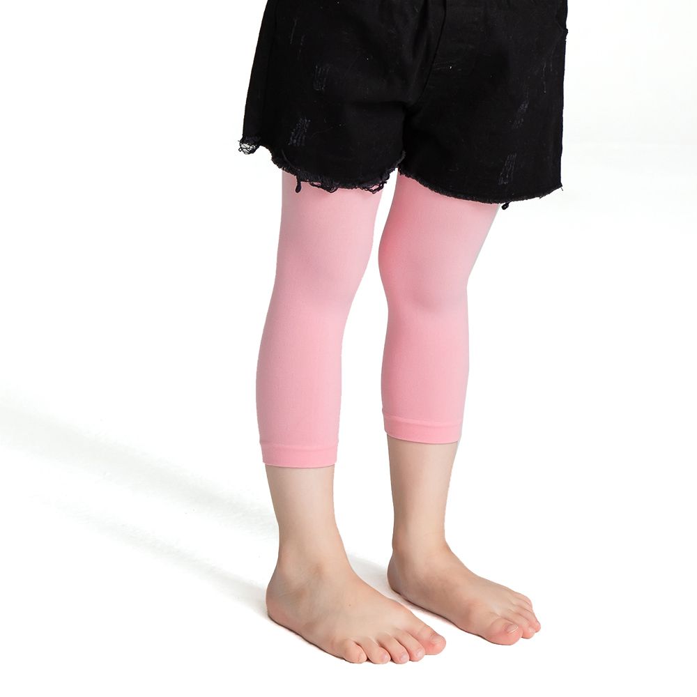 GIAT - 2件組-女童超細纖維彈力七分褲襪-蜜粉