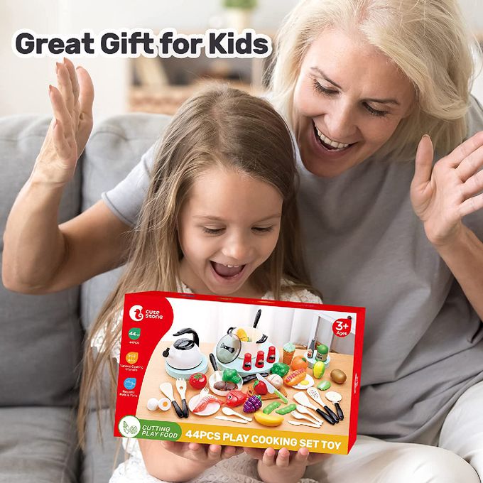 CuteStone - 兒童仿真鍋具切切樂套裝玩具42件組