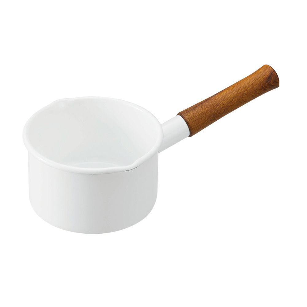 日本 365methods - 單柄琺瑯牛奶鍋-白 (14cm)-1.2L